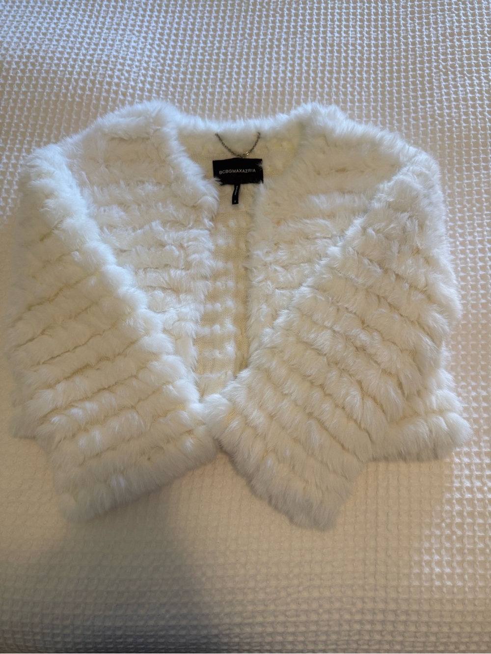 BCBGMaxAzria White Faux Fur Cropped Jacket - Picture 2 of 4